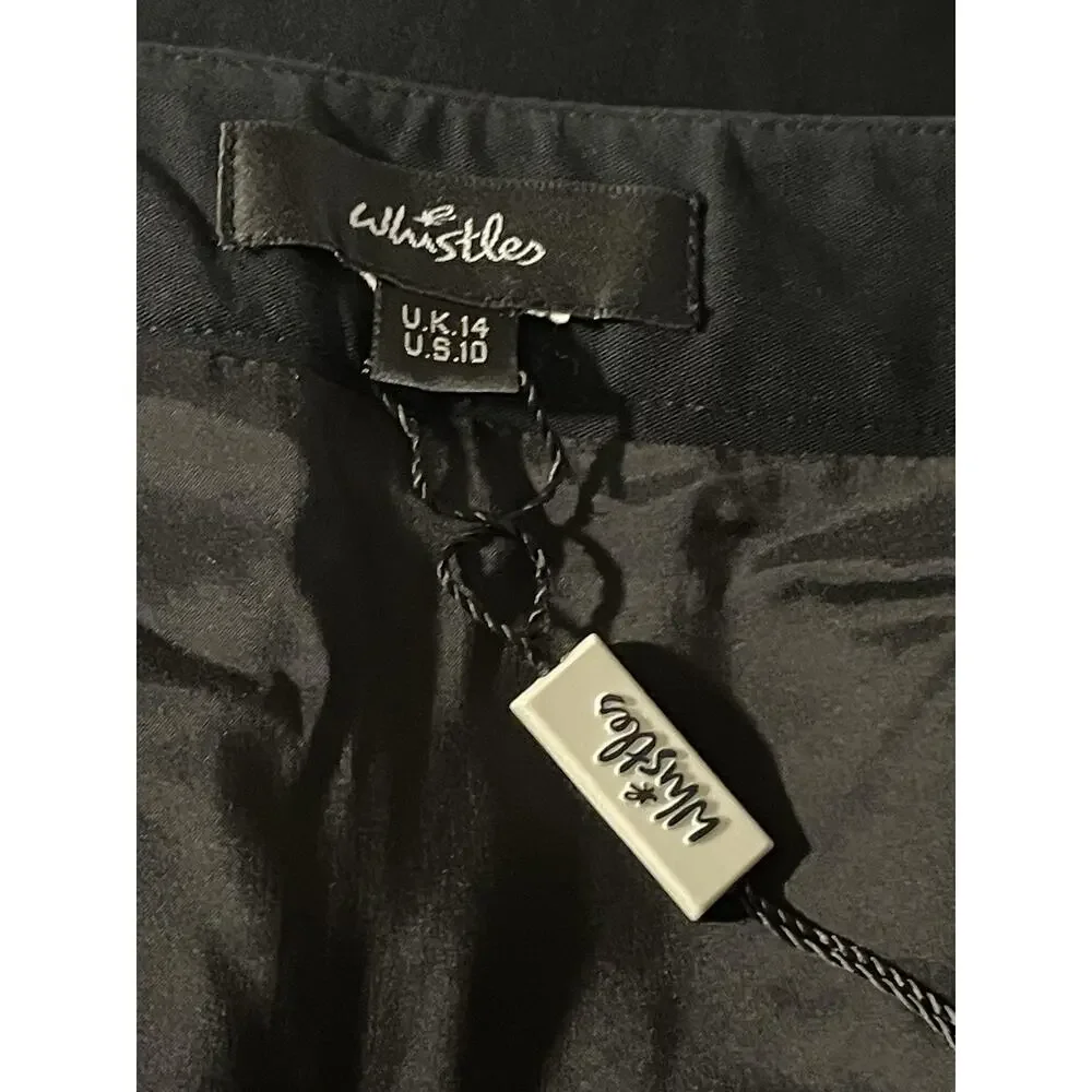 Whistles Skirt Womens 10 Black Straight Pencil Knee Length Pleated Lined Studded